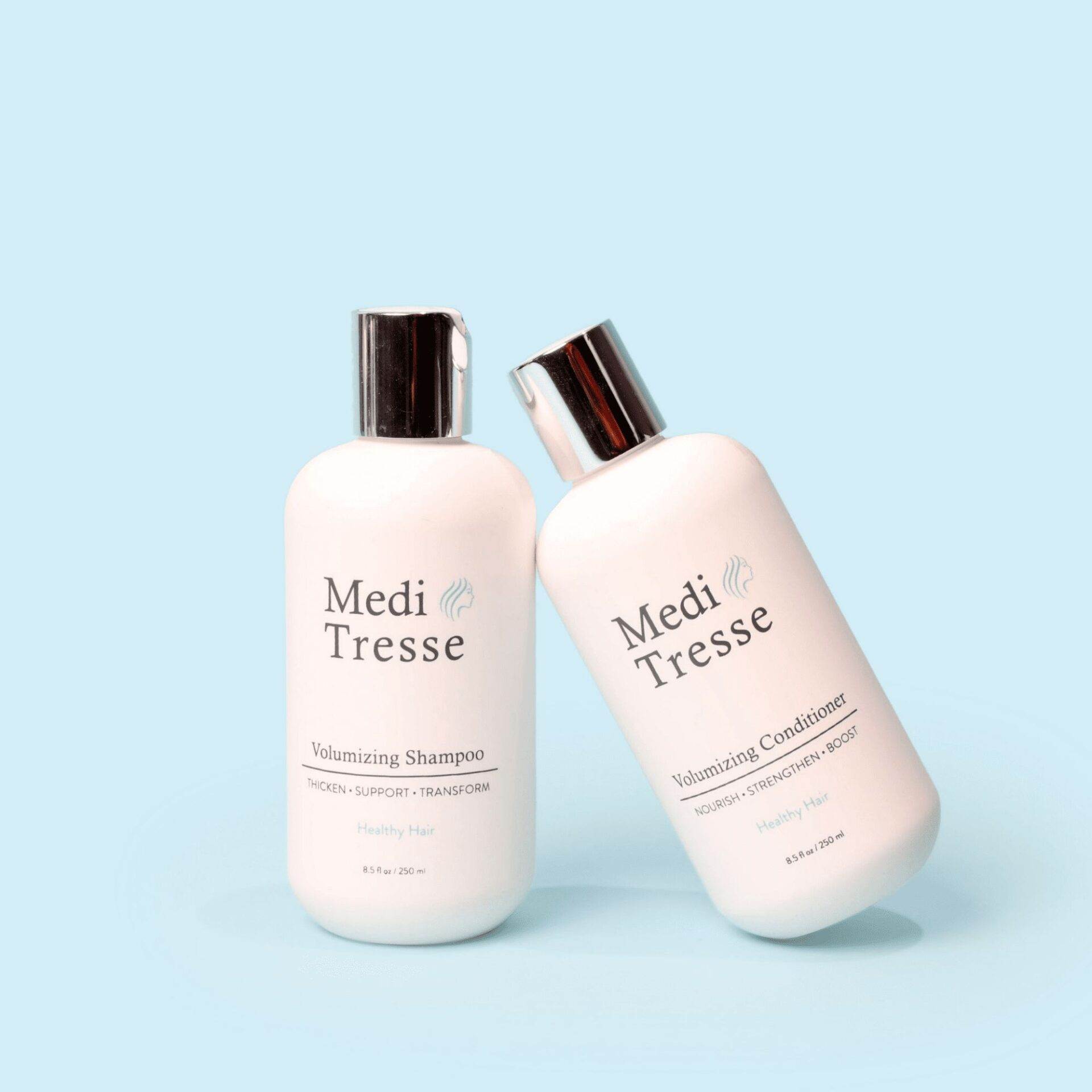 A photo of Medi Tresse's Volumizing Shampoo and Conditioner